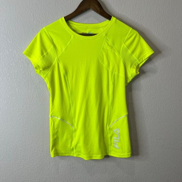 Fila Sport Womens Neon Yellow Running T-Shirt M - Picture 1 of 11